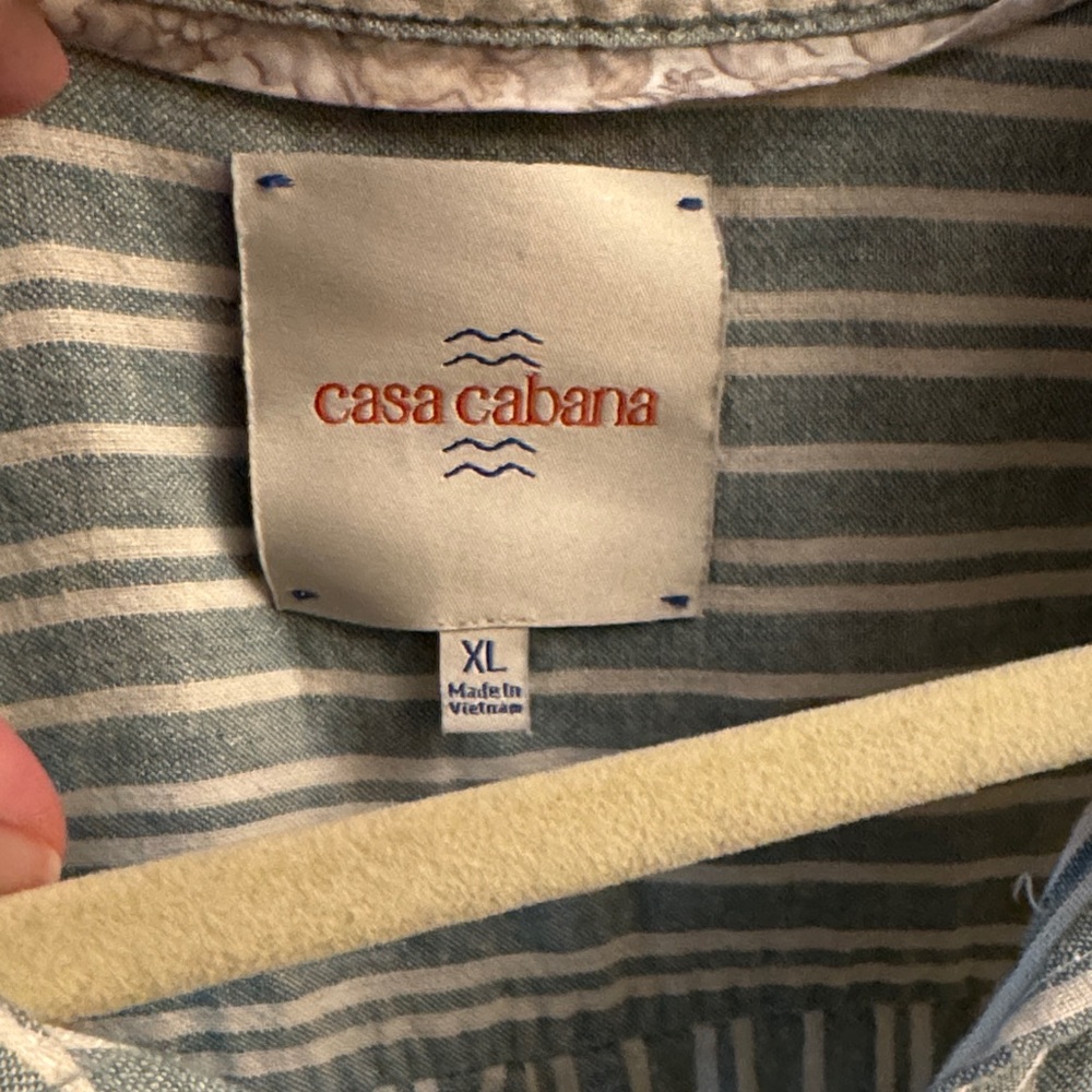 Casa Cabana Green Striped Sleeveless Button-Down Shirt - Picture 2 of 6